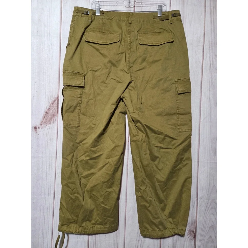 KBB by Kahlana Barfield‎ Brown Olive Green Cargo Pants Asymmetric Waist NWT L